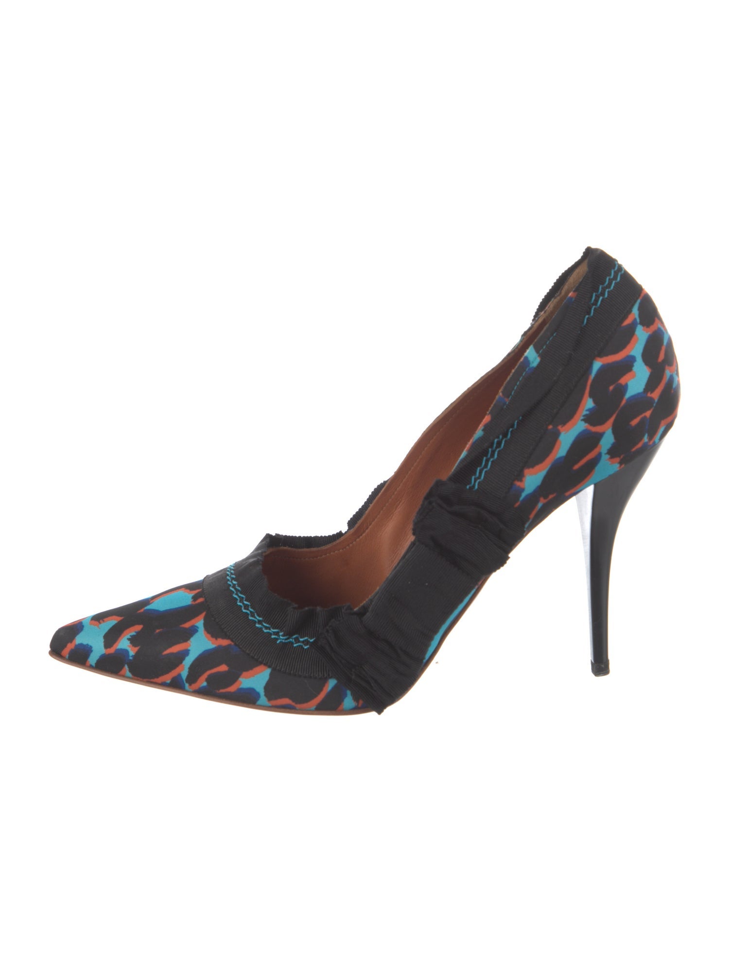 Lanvin Animal Print Ruffle Embellishment Pumps