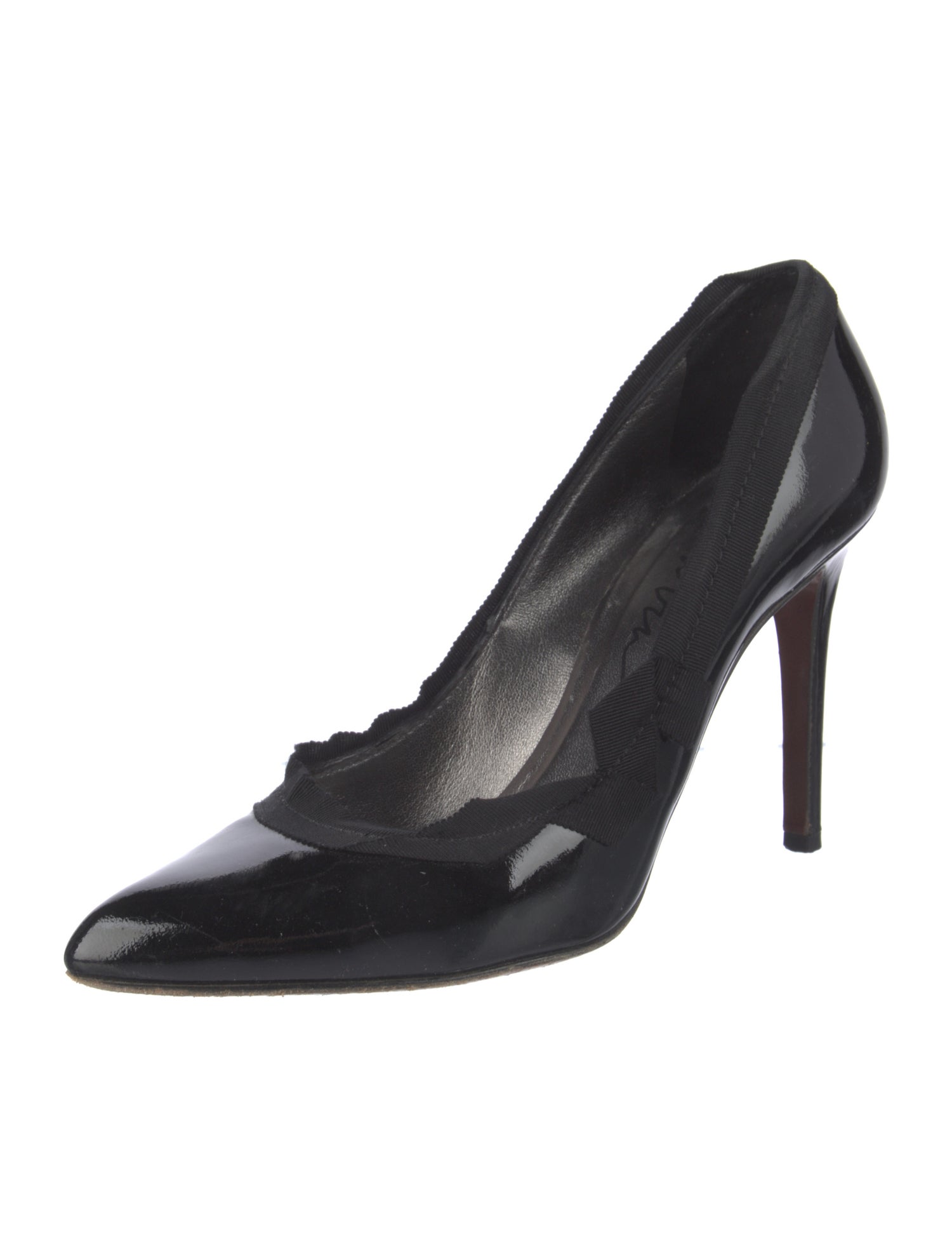 Lanvin Patent Leather Grosgrain Trim Pumps