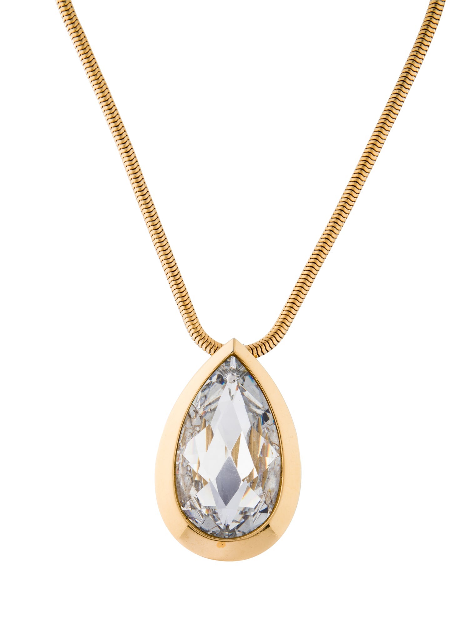 Lanvin Vintage Large Teardrop Crystal Pendant Necklace