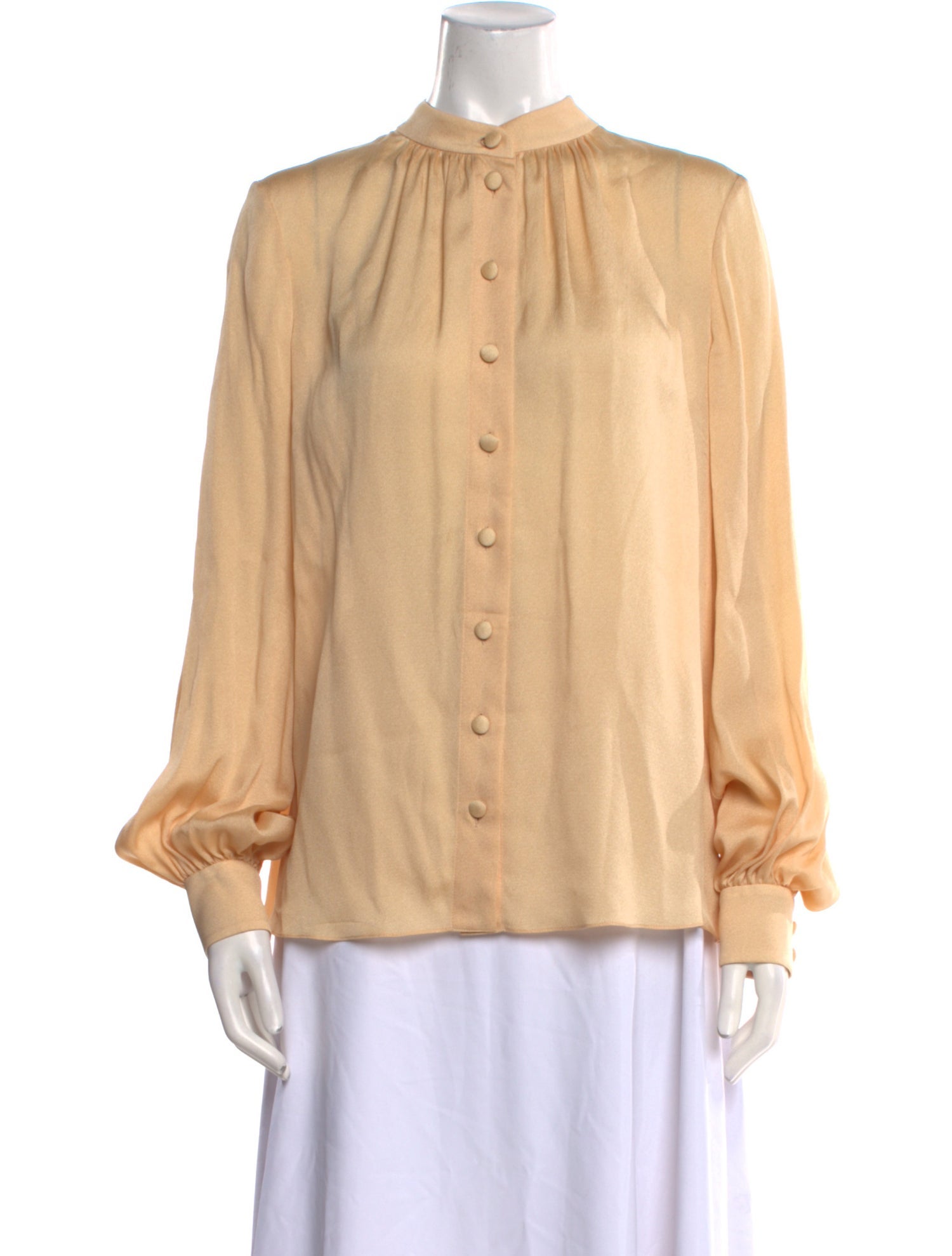 Lanvin Silk Mock Neck Button-Up Top w/ Tags