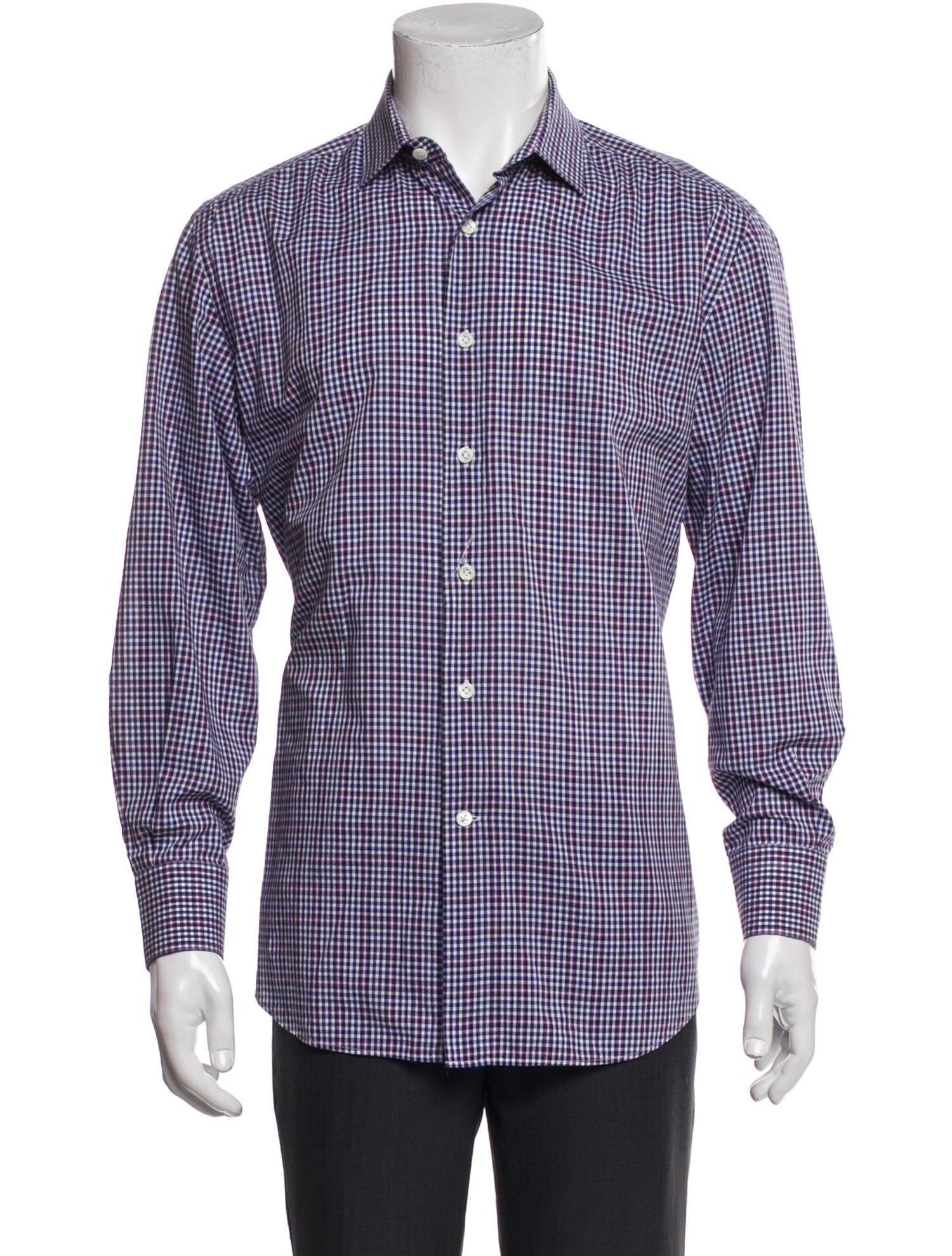 Lanvin Plaid Print Long Sleeve Dress Shirt