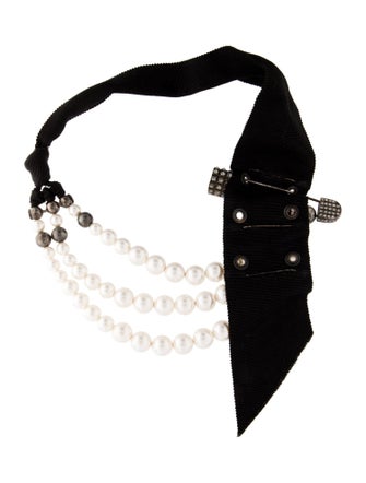 Lanvin Faux Pearl & Crystal Beaded Collar Necklace