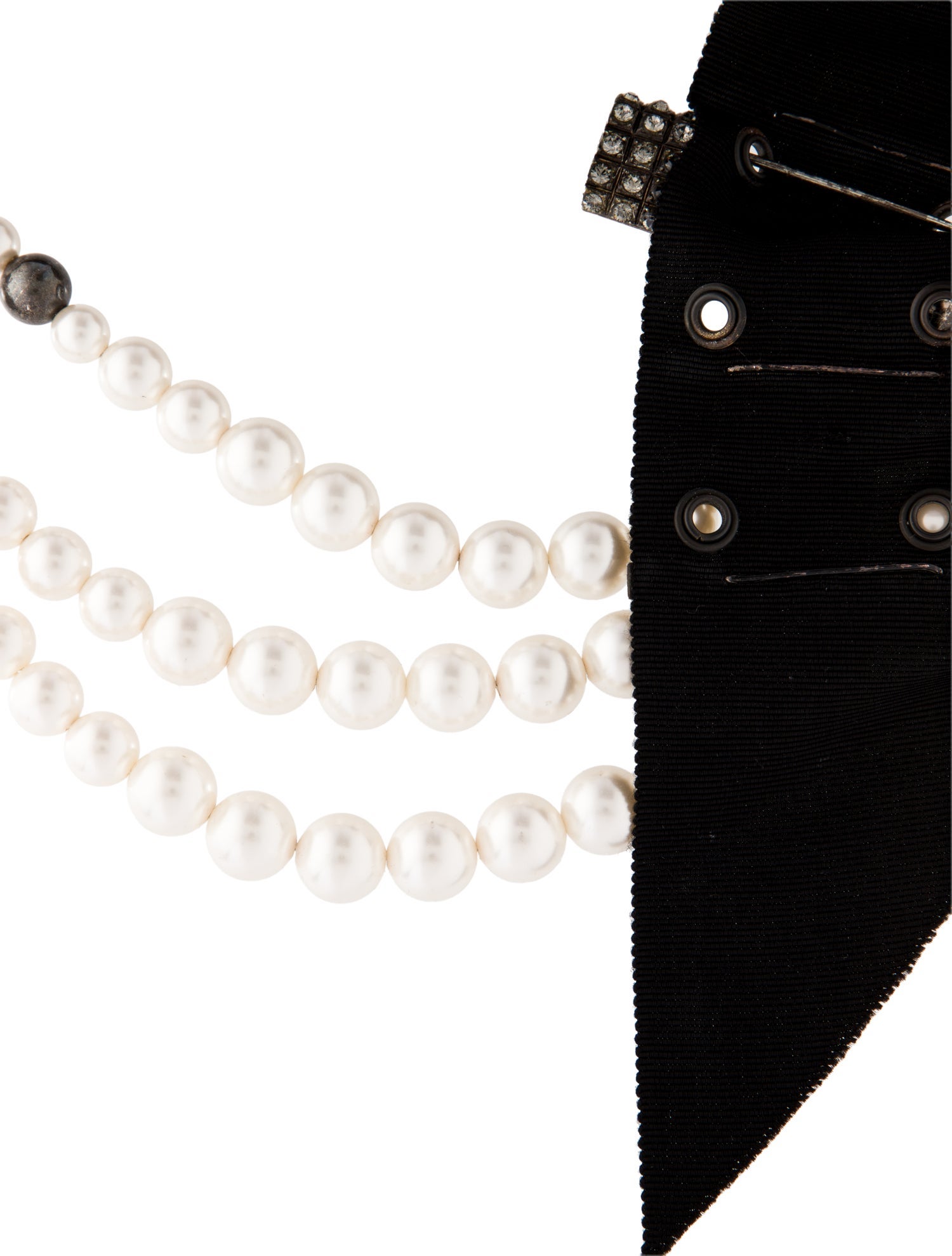 Lanvin Faux Pearl & Crystal Beaded Collar Necklace