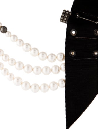 Lanvin Faux Pearl & Crystal Beaded Collar Necklace