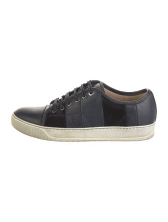 Lanvin Leather Colorblock Pattern Sneakers