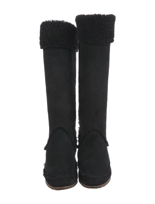 Lanvin Suede Fur Trim Riding Boots