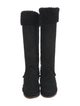 Lanvin Suede Fur Trim Riding Boots