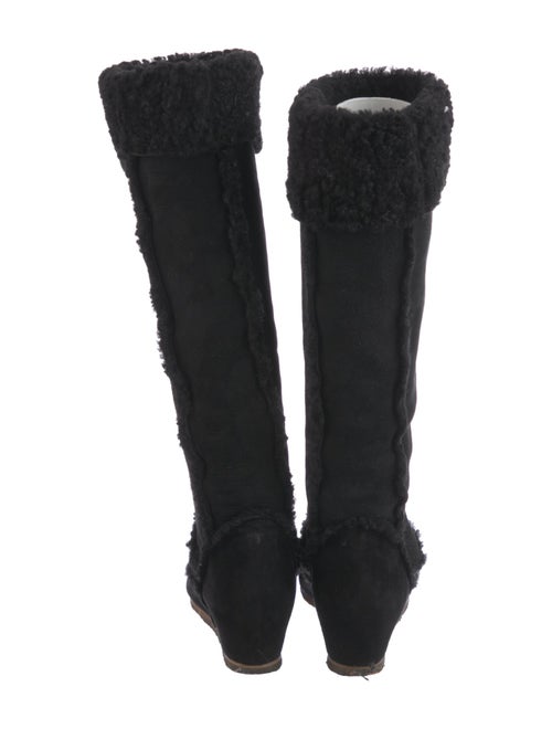 Lanvin Suede Fur Trim Riding Boots