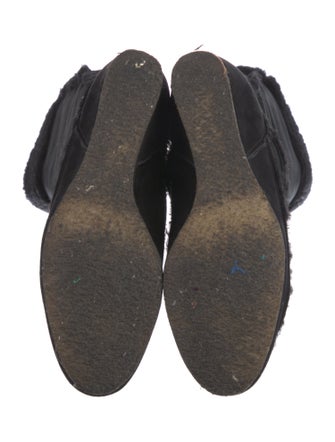 Lanvin Suede Fur Trim Riding Boots