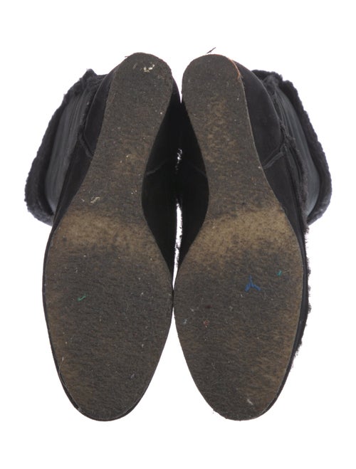 Lanvin Suede Fur Trim Riding Boots