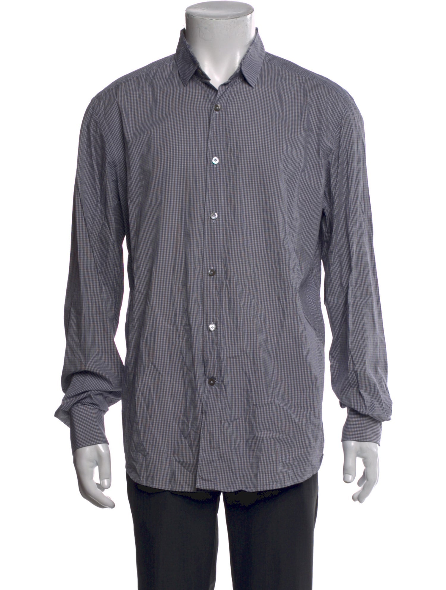 Lanvin Plaid Print Long Sleeve Dress Shirt