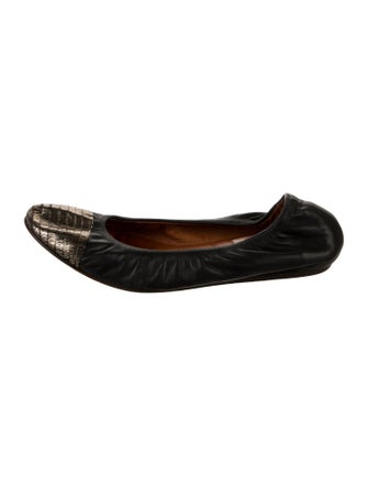 Lanvin Leather Animal Print Ballet Flats