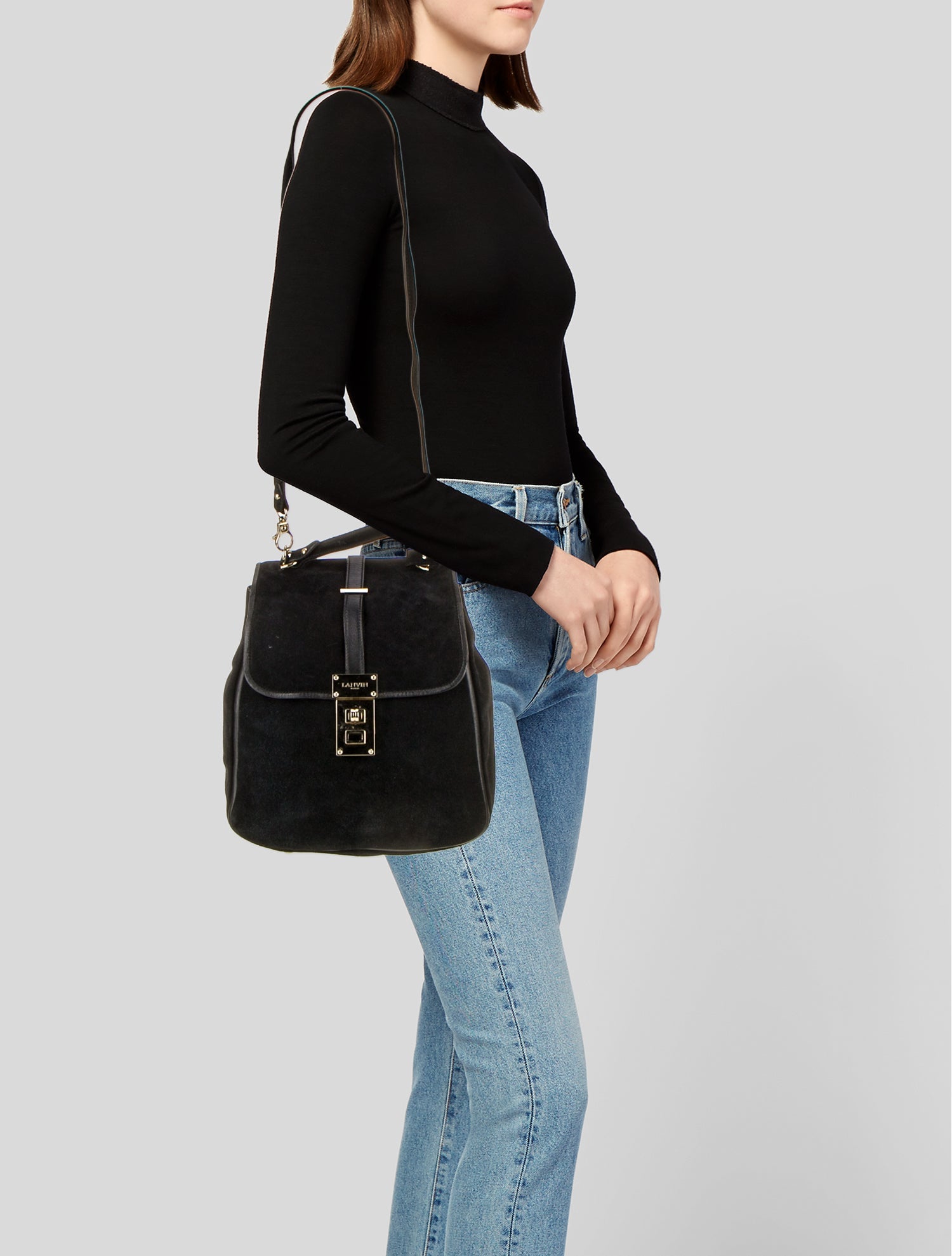 Lanvin Suede Top Handle Bag