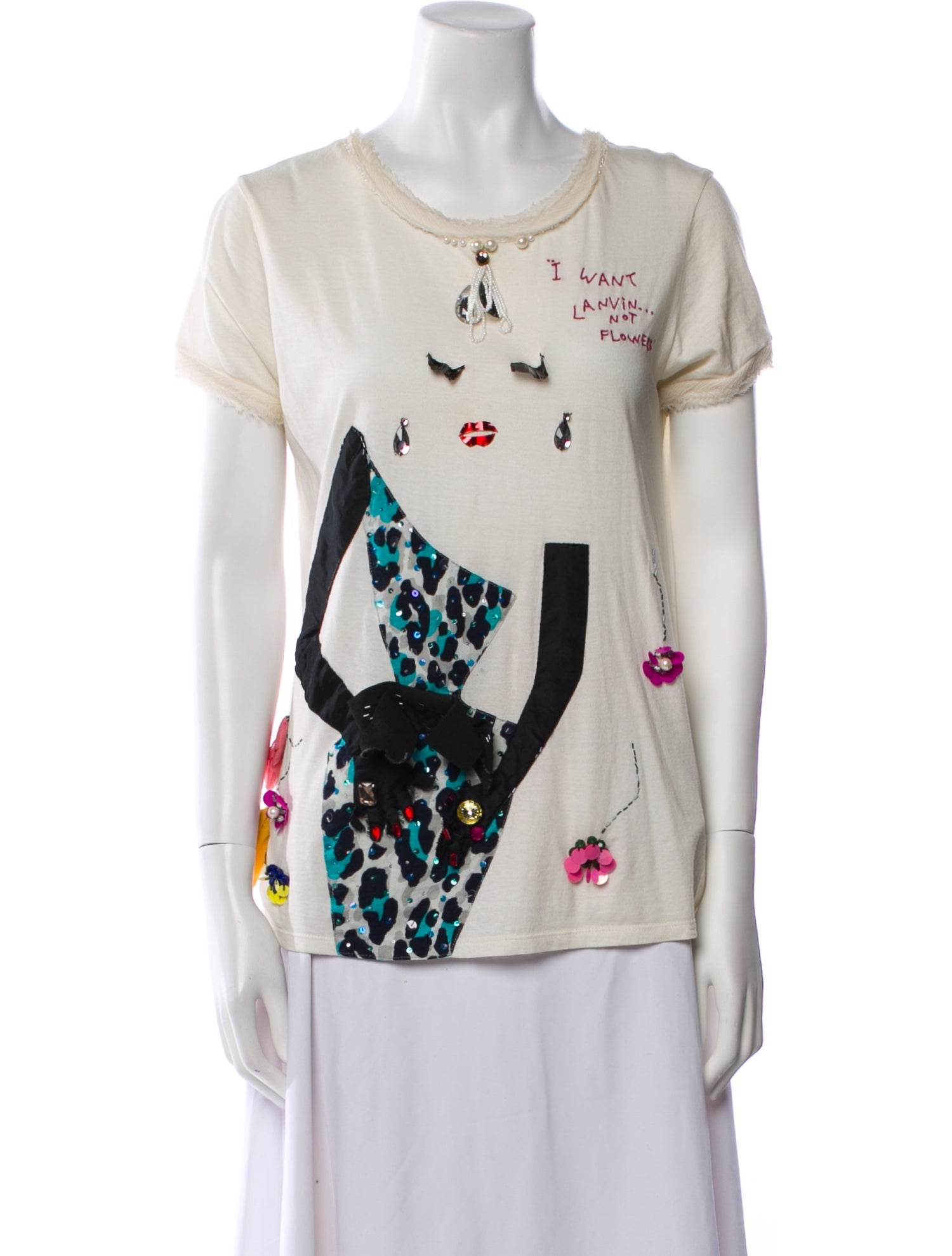 Lanvin Printed Scoop Neck T-Shirt