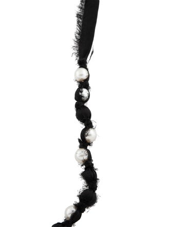 Lanvin Faux Pearl & Ribbon Bead Strand Necklace