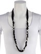 Lanvin Faux Pearl & Ribbon Bead Strand Necklace