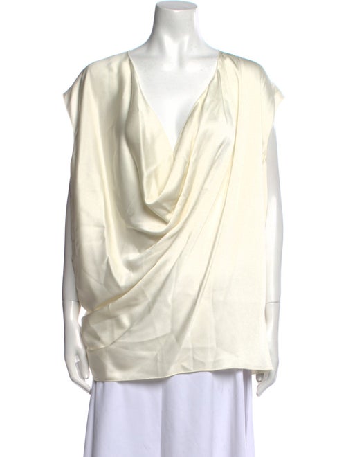 Lanvin Cowl Neck Short Sleeve Blouse