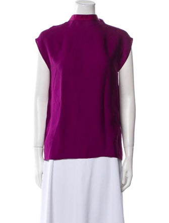 Lanvin Mock Neck Short Sleeve Blouse