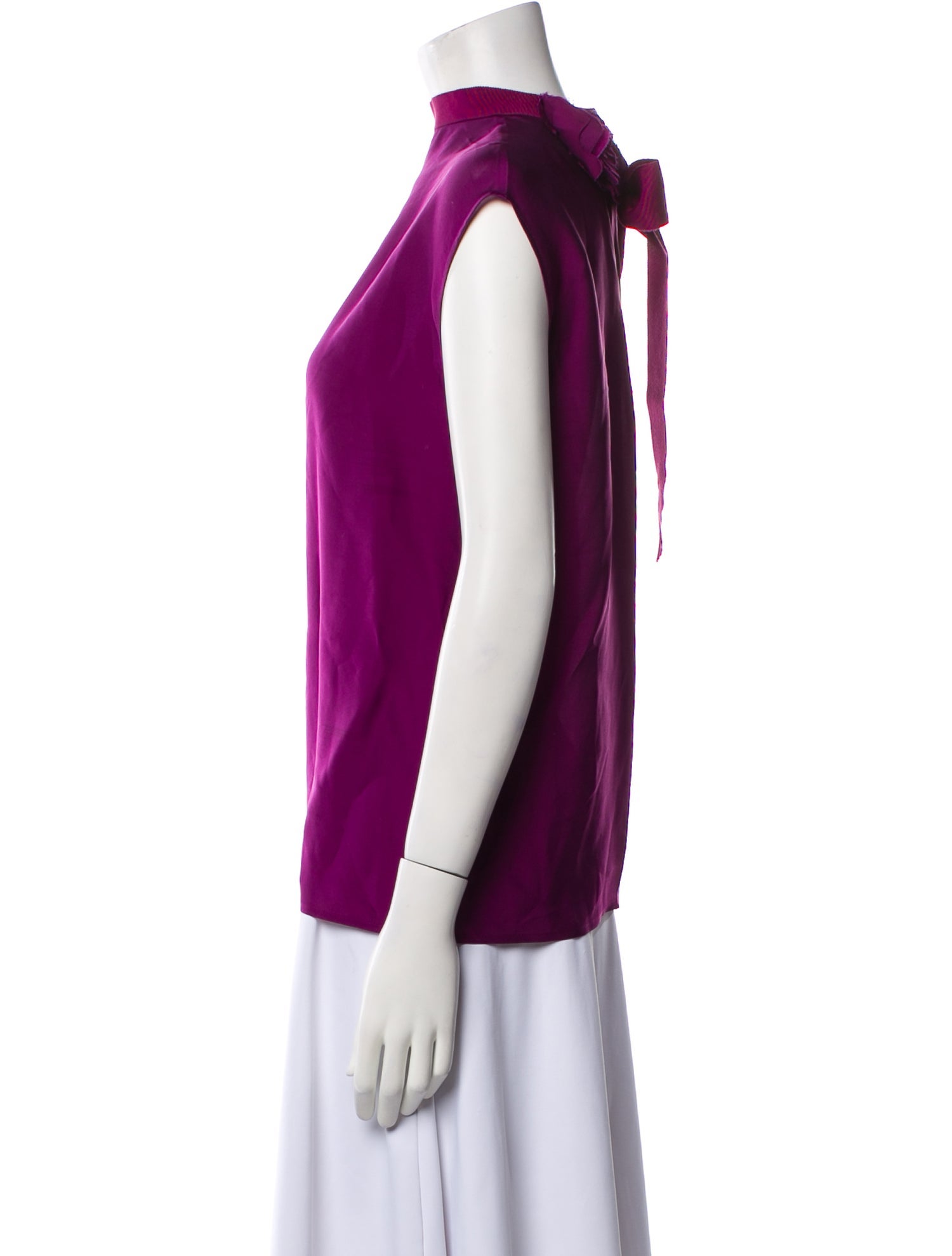 Lanvin Mock Neck Short Sleeve Blouse