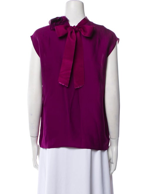 Lanvin Mock Neck Short Sleeve Blouse