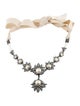 Lanvin Crystal & Ribbon Flower Collar Necklace