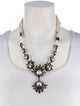 Lanvin Crystal & Ribbon Flower Collar Necklace