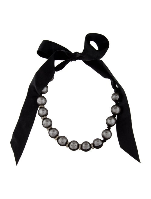Lanvin Faux Pearl, Silk, Crystal Ribbon Bead Strand Necklace