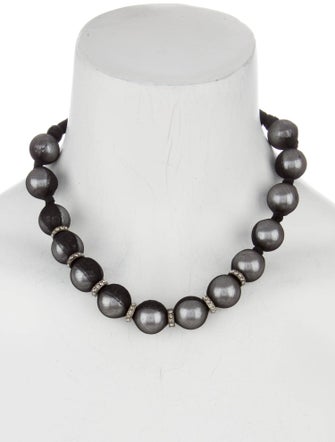 Lanvin Faux Pearl, Silk, Crystal Ribbon Bead Strand Necklace