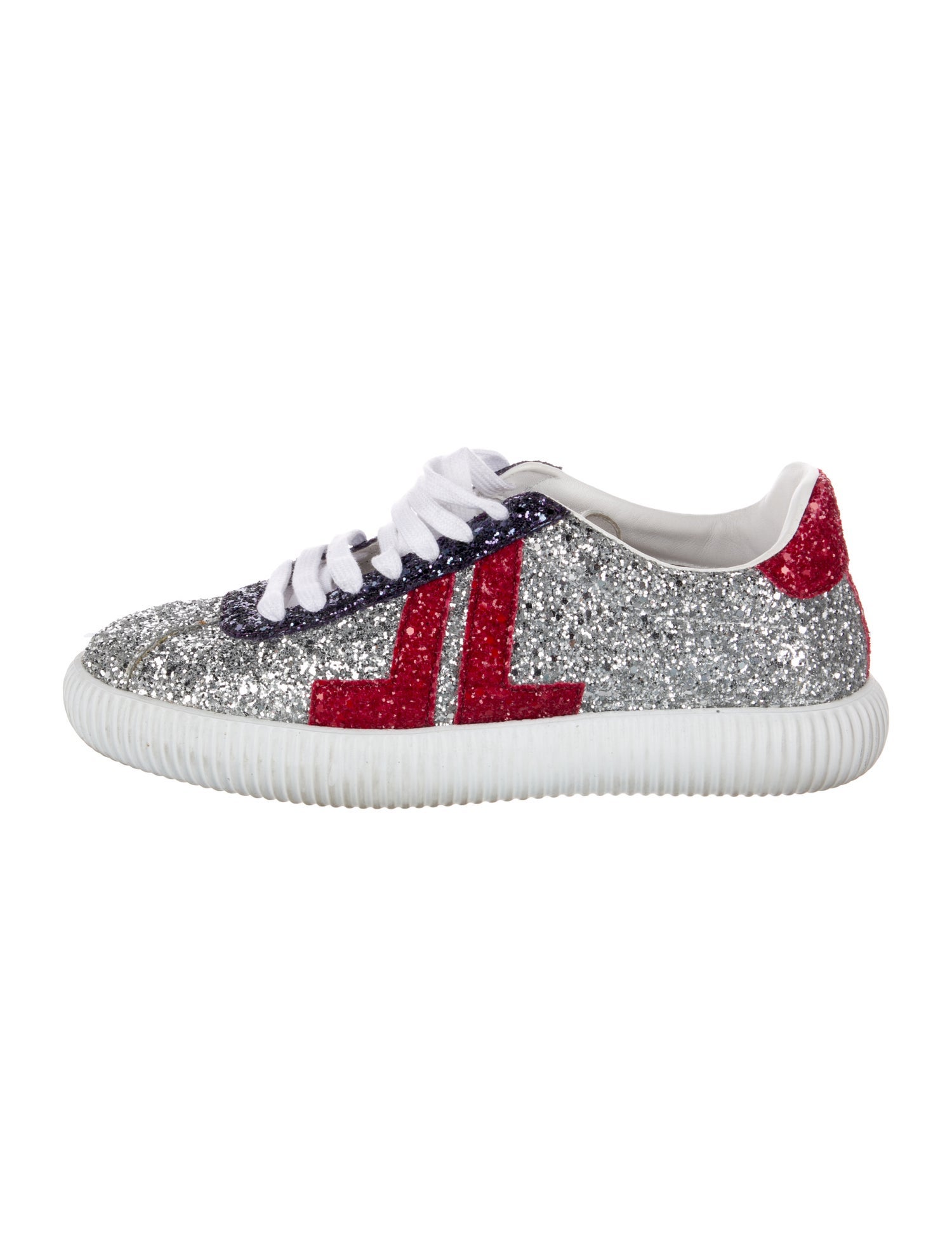 Lanvin Glitter Colorblock Pattern Sneakers
