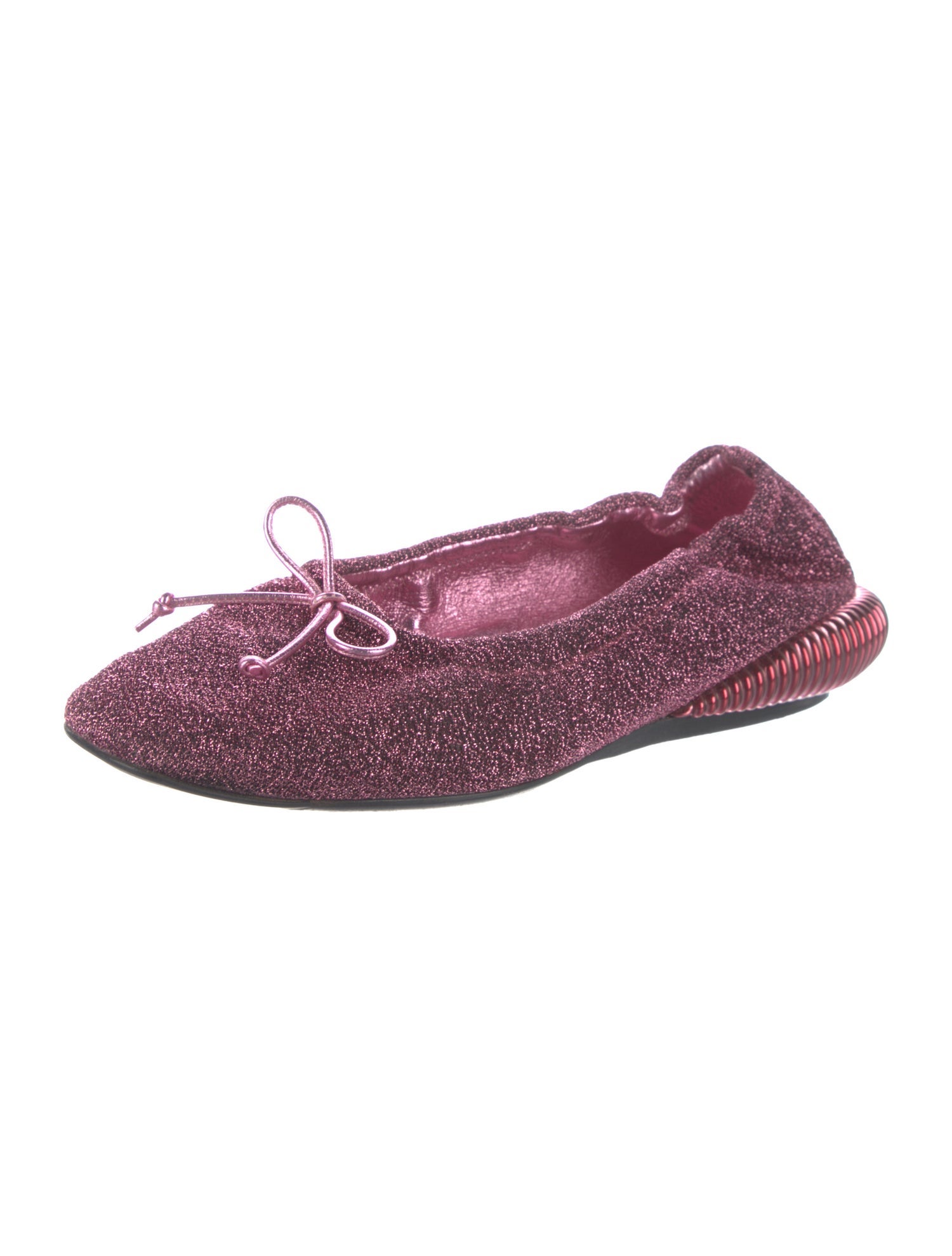Lanvin Glitter Bow Accents Ballet Flats