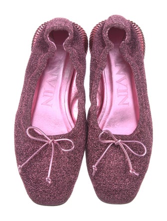 Lanvin Glitter Bow Accents Ballet Flats