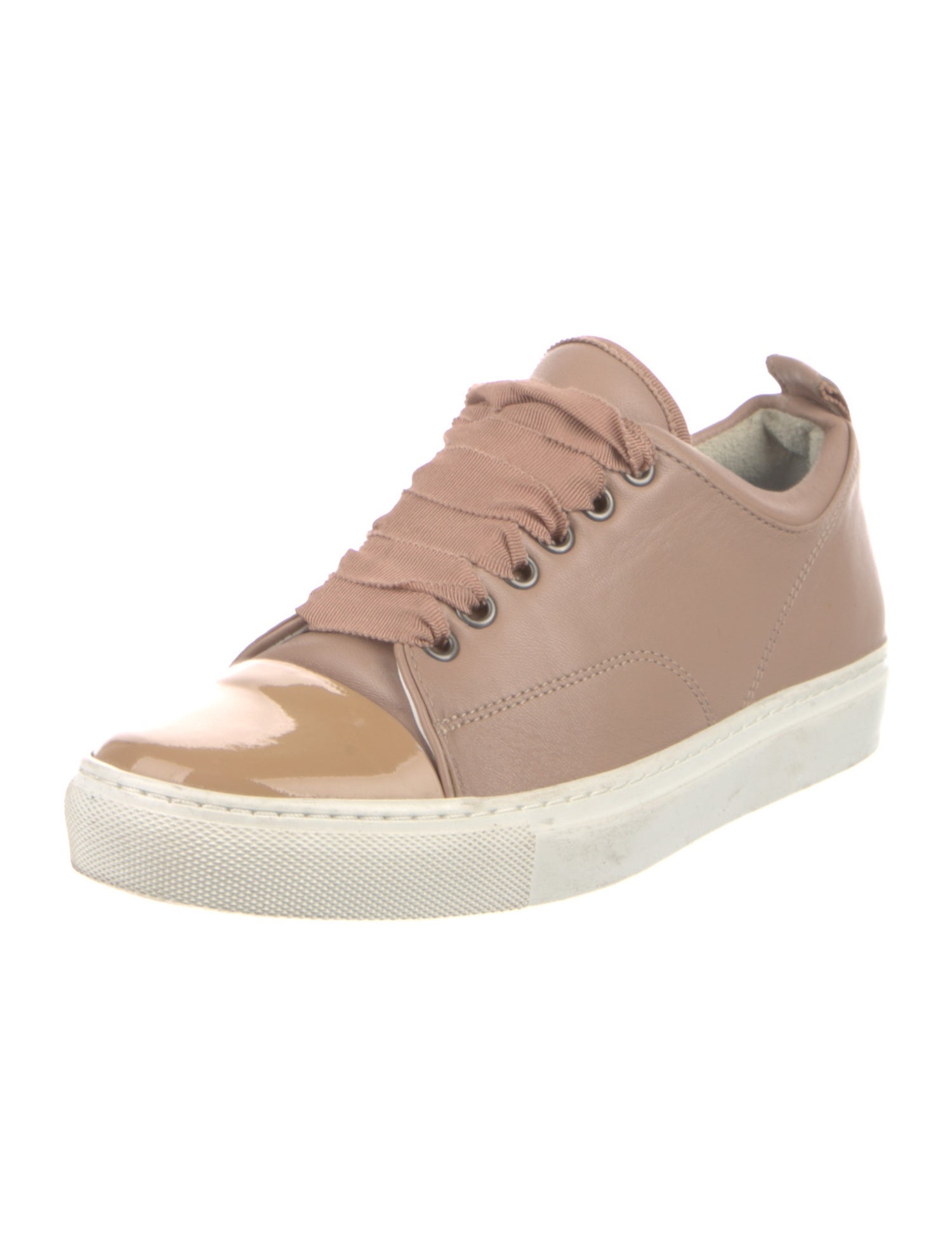Lanvin Leather Grosgrain Trim Sneakers