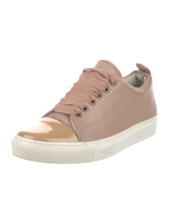 Lanvin Leather Grosgrain Trim Sneakers