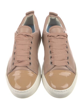 Lanvin Leather Grosgrain Trim Sneakers