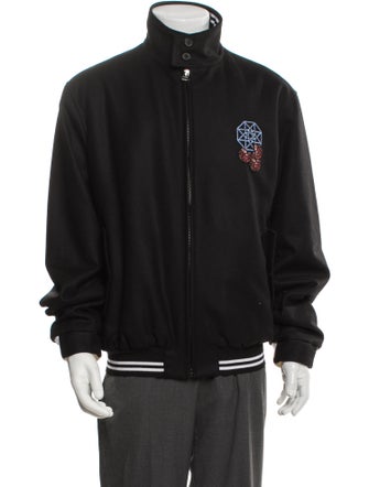 Lanvin Virgin Wool Graphic Print Varsity Jacket