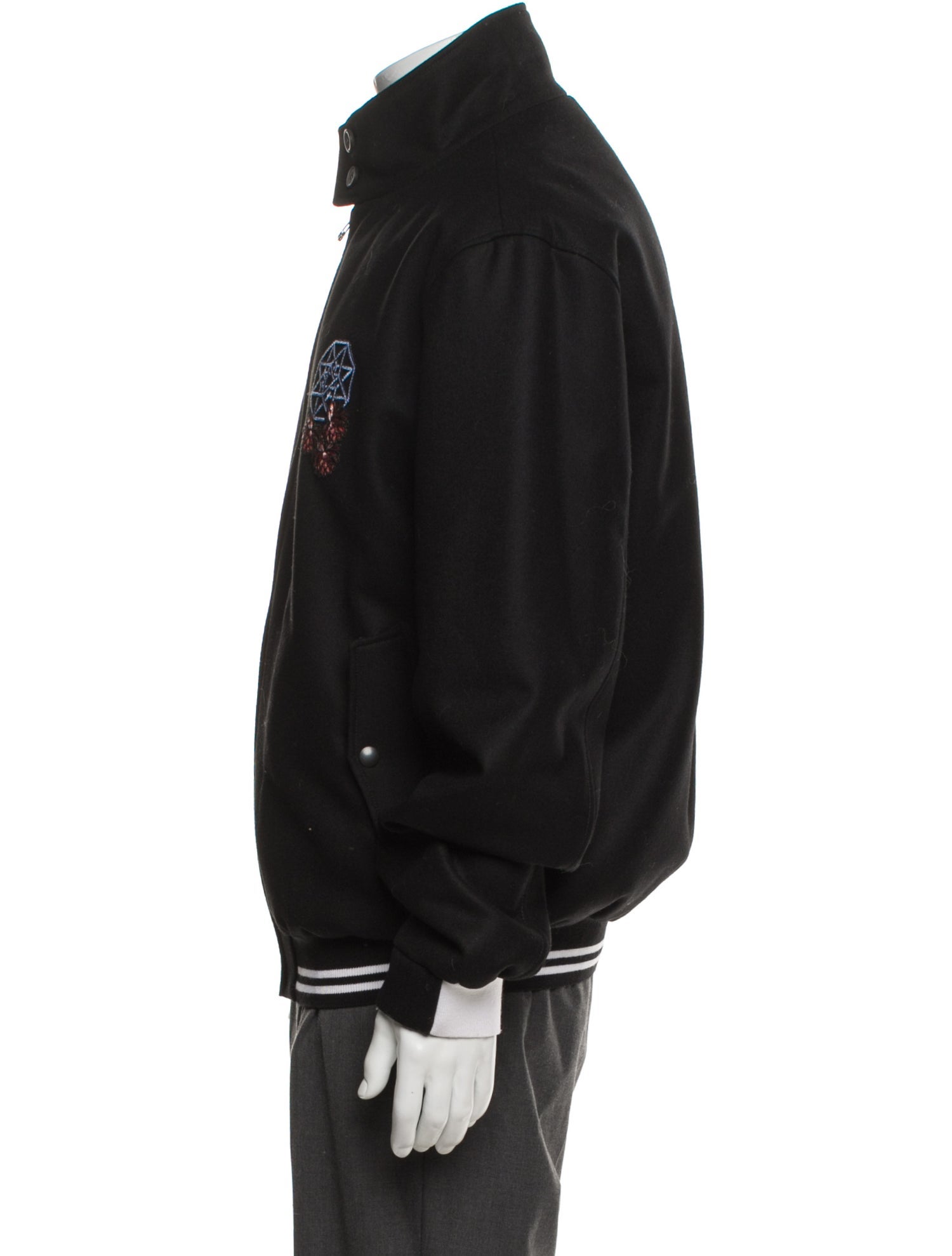 Lanvin Virgin Wool Graphic Print Varsity Jacket