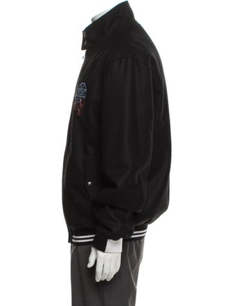 Lanvin Virgin Wool Graphic Print Varsity Jacket