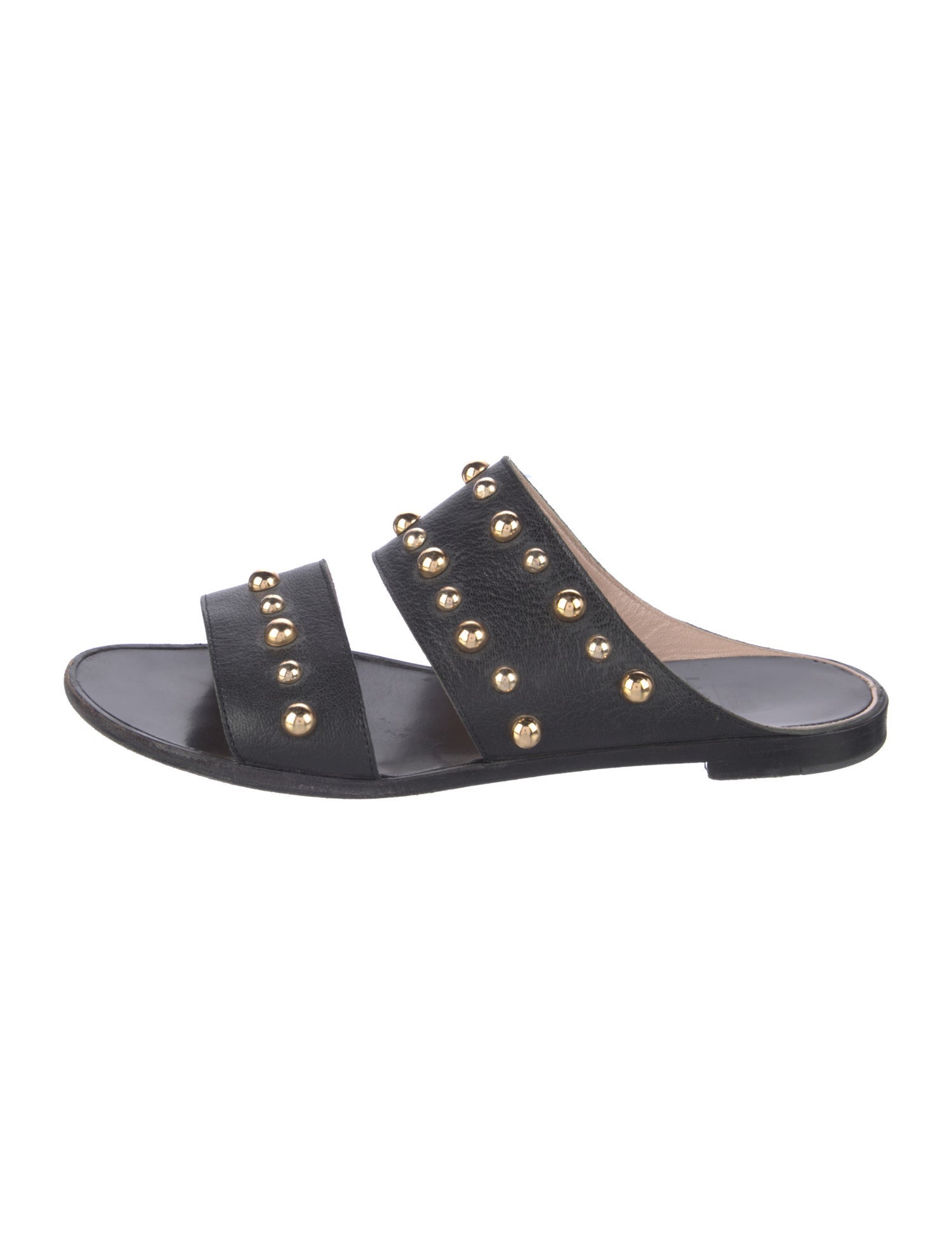 Lanvin Leather Studded Accents Slides