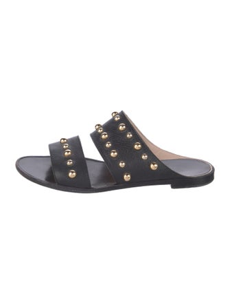 Lanvin Leather Studded Accents Slides