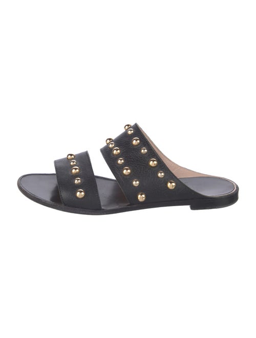 Lanvin Leather Studded Accents Slides