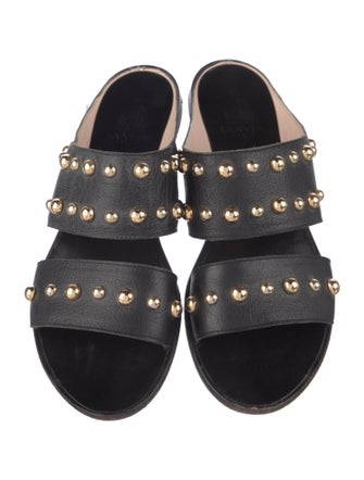 Lanvin Leather Studded Accents Slides
