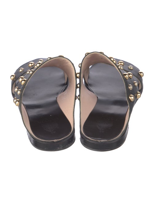 Lanvin Leather Studded Accents Slides