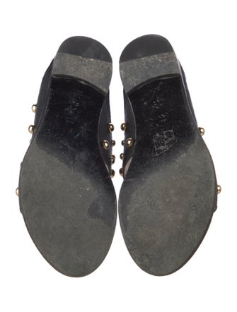 Lanvin Leather Studded Accents Slides