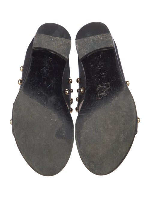 Lanvin Leather Studded Accents Slides