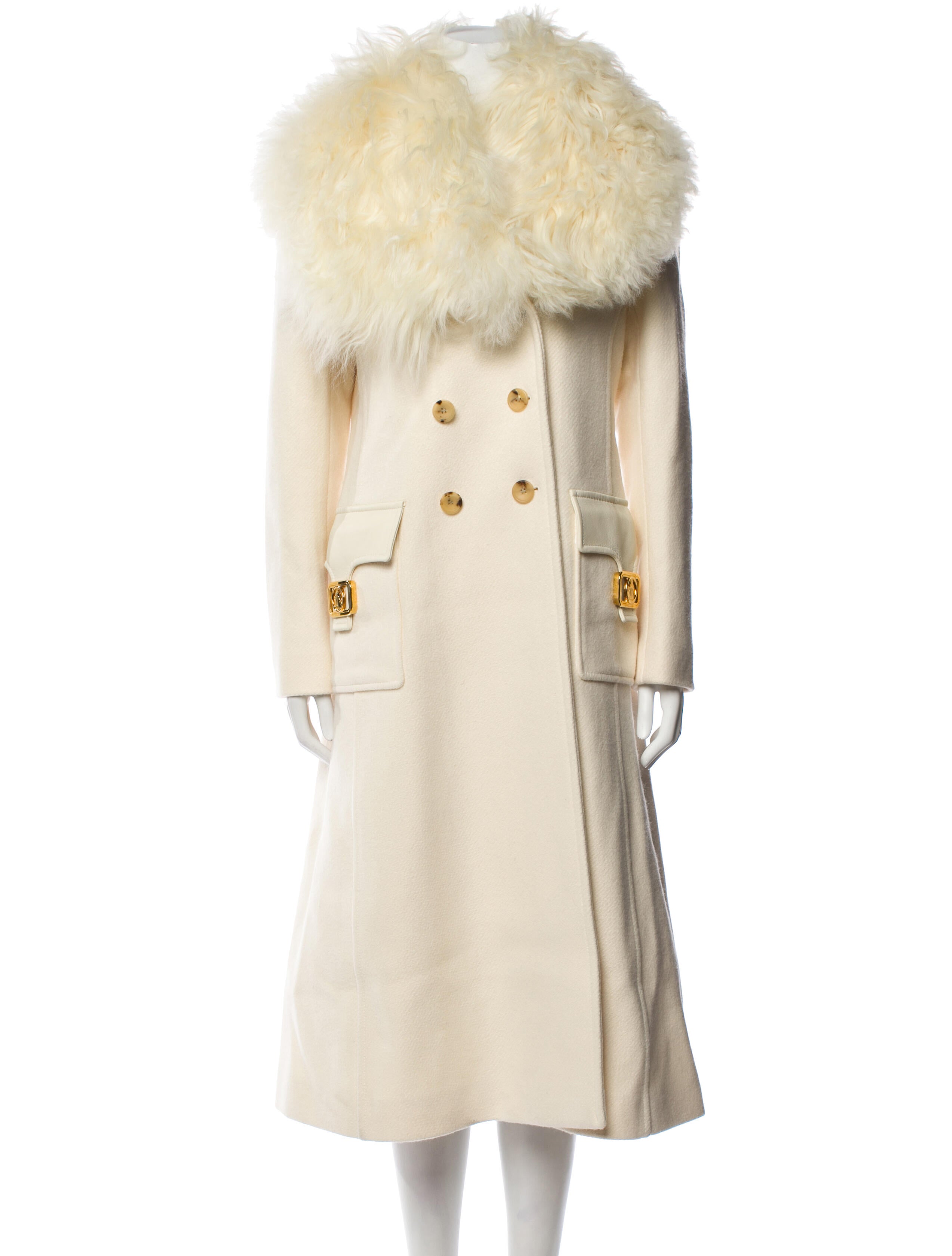 Lanvin Wool Faux Fur Coat