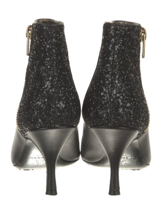 Lanvin Leather Glitter Accents Boots