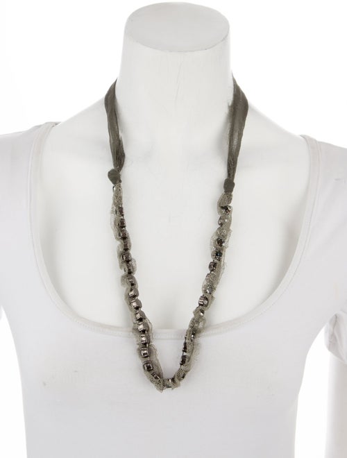 Lanvin Crystal & Silk Collar Necklace