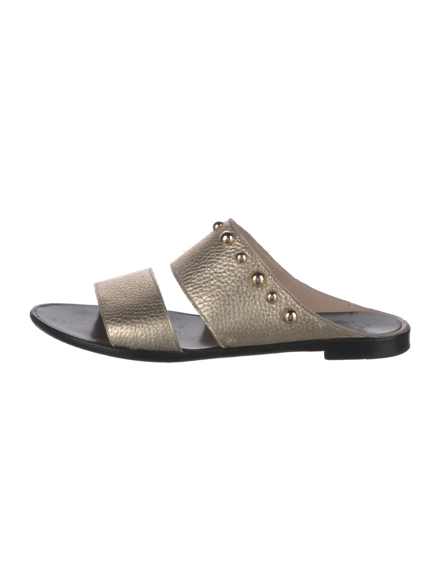 Lanvin Leather Studded Accents Slides
