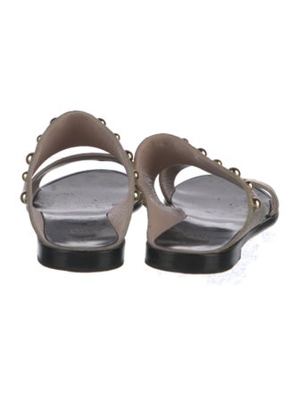 Lanvin Leather Studded Accents Slides
