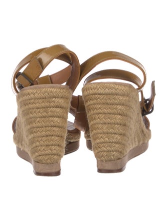 Lanvin Patent Leather Grosgrain Trim T-Strap Pumps